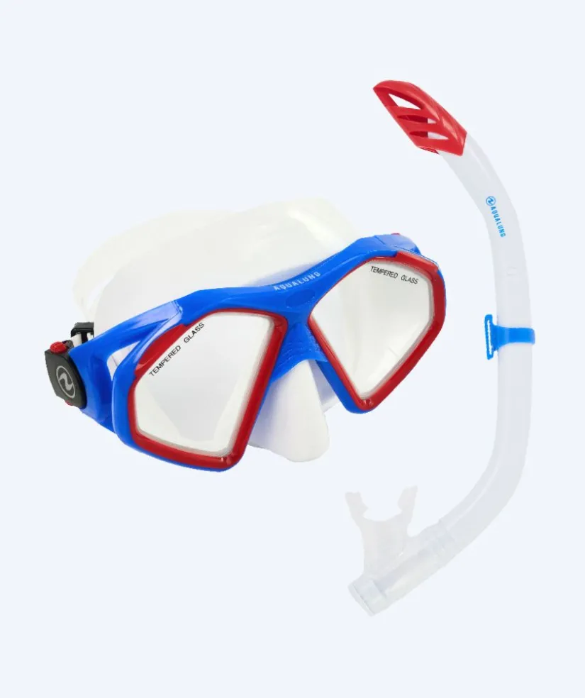 New Aqualung Combo snorkelsæt til voksne - Combo Hawkeye - Blå/rød