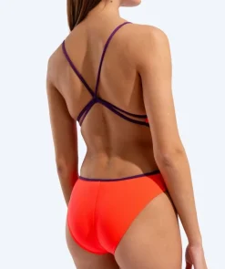 Clearance Arena badedragt til damer - Solid Lace Back - Orange/lilla