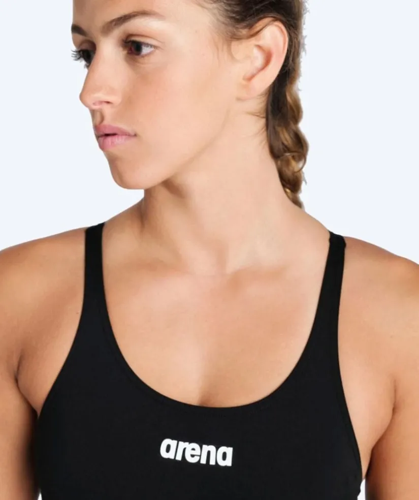 Clearance Arena badedragt til damer - Team Swim Tech Solid - Sort
