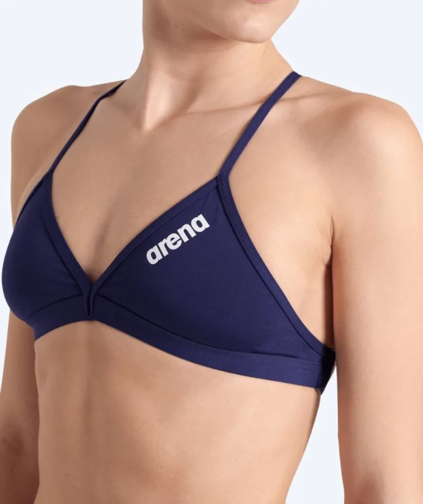Online Arena bikini overdel til damer - Solid Tie Back - Mørkeblå