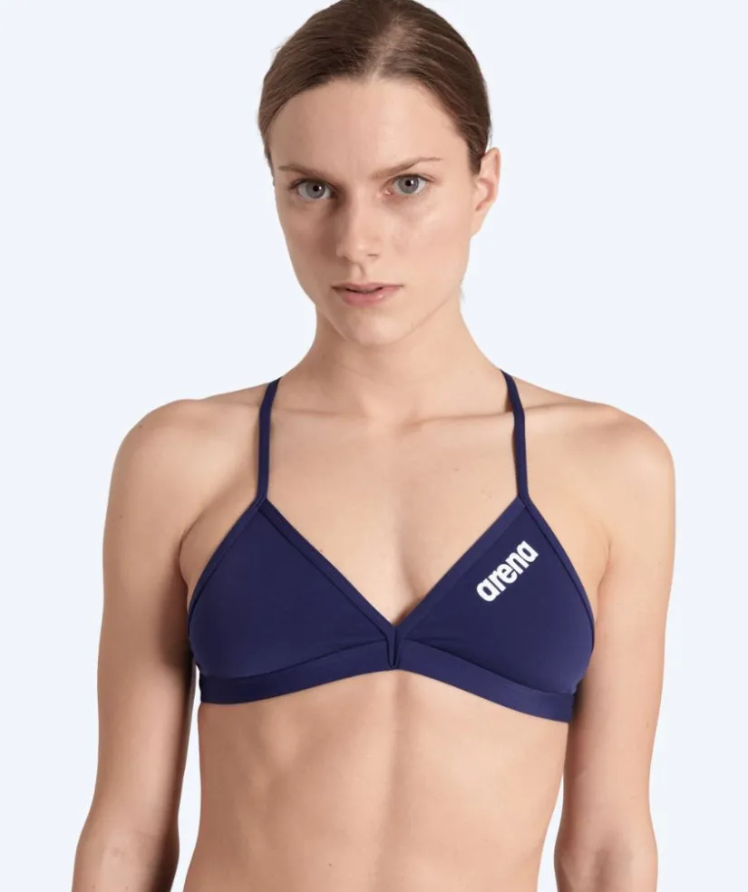 Online Arena bikini overdel til damer - Solid Tie Back - Mørkeblå