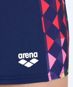 New Arena firkantede badebukser til drenge - Carnival - Mørkeblå/multi