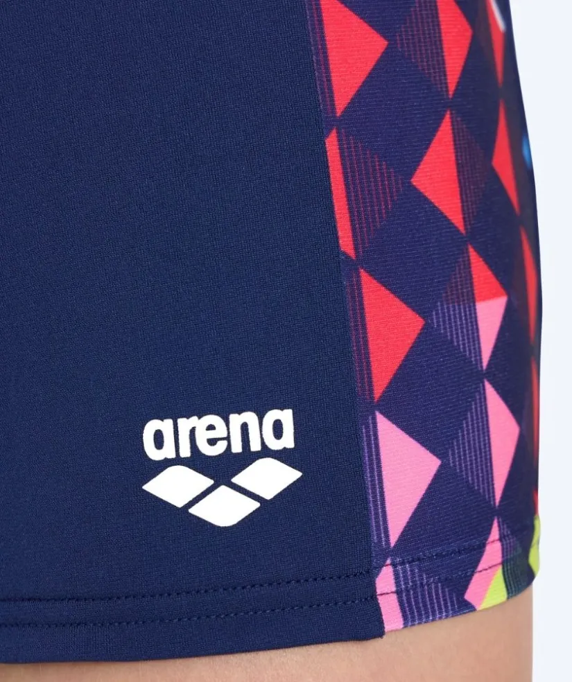 New Arena firkantede badebukser til drenge - Carnival - Mørkeblå/multi