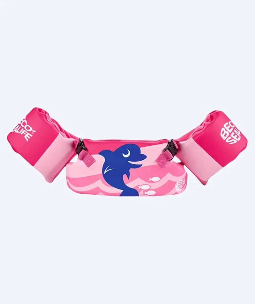 Hot Beco flyde-sæt (bælte og badevinger) til børn (2-6) - Sealife - Pink