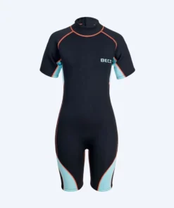 Hot Beco neopren våddragt til damer - Neoprene Shorty - Sort/lyseblå