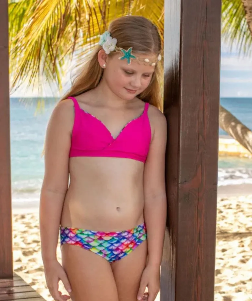 Sale Fin Fun havfrue bikini top til piger uden flæser - Rainbow Reef
