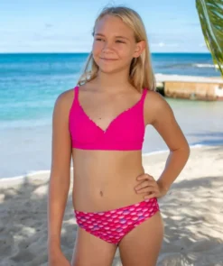 Hot Fin Fun havfrue bikini top til piger uden flæser - Malibu Pink (Pink)