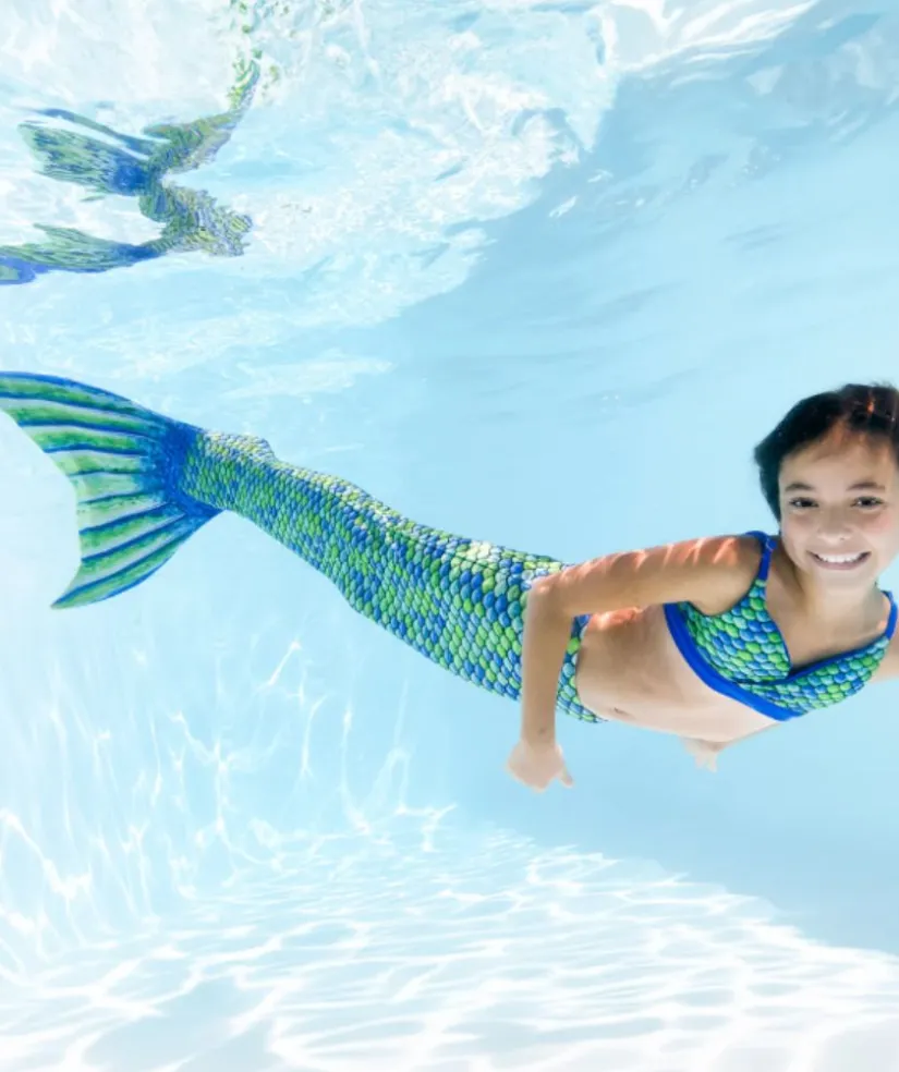 Discount Fin Fun havfruehale til børn - Sæt - Aussie Green (Grøn)