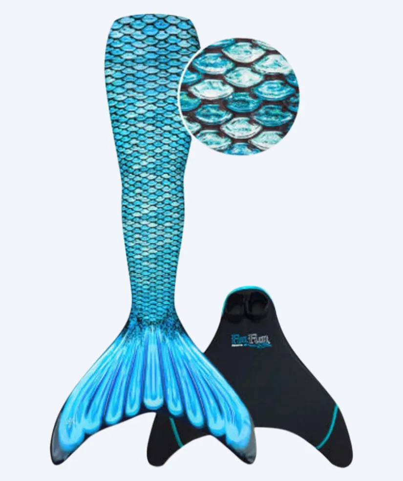 New Fin Fun havfruehale til voksne - Sæt - Tidal Teal (Lyseblå)