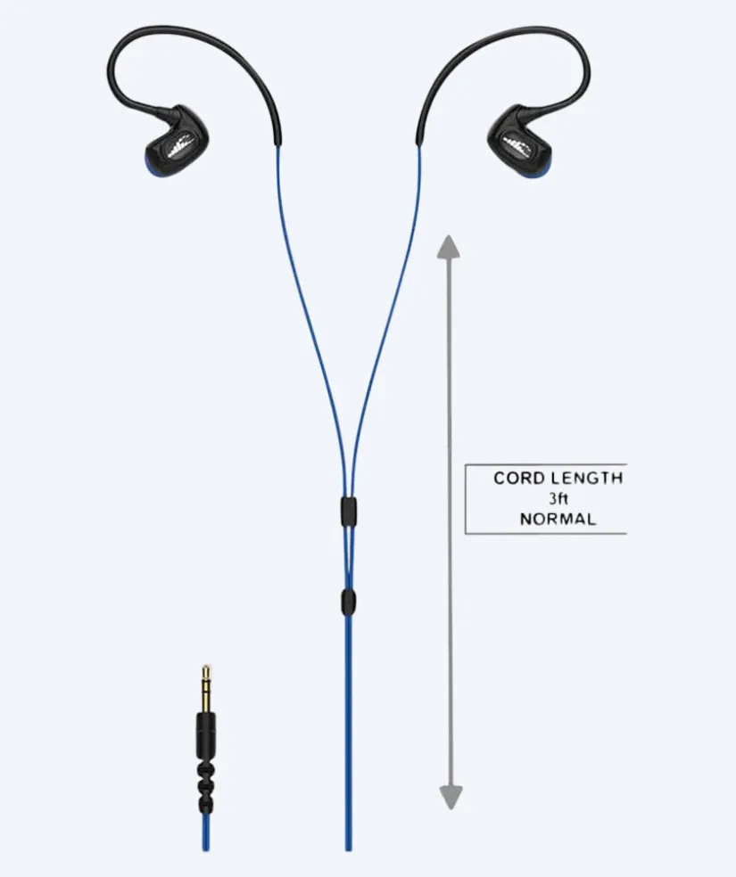 Best H2O Audio H2OAudio vandtætte høretelefoner - Surge S Plus - lang snor - Blå