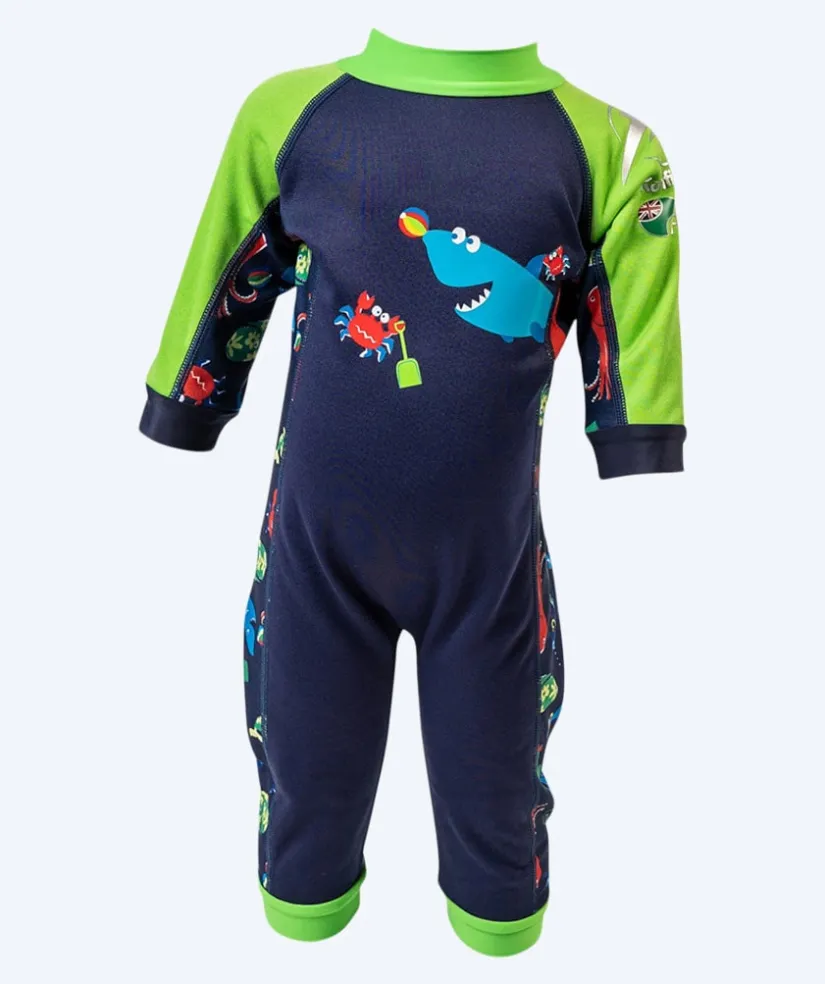 Konfidence våddragt til baby - SplashyTM - Mørkeblå/lysegrøn