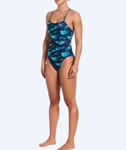 Online Nike badedragt til damer - Hydrastrong Print Cutout - Mørkeblå/lyseblå