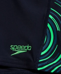 Online Speedo aquashorts til drenge - Plastisol Placement - Sort/grøn
