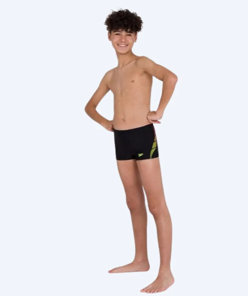 Best Speedo aquashorts til drenge - Placement Panel - Sort/gul
