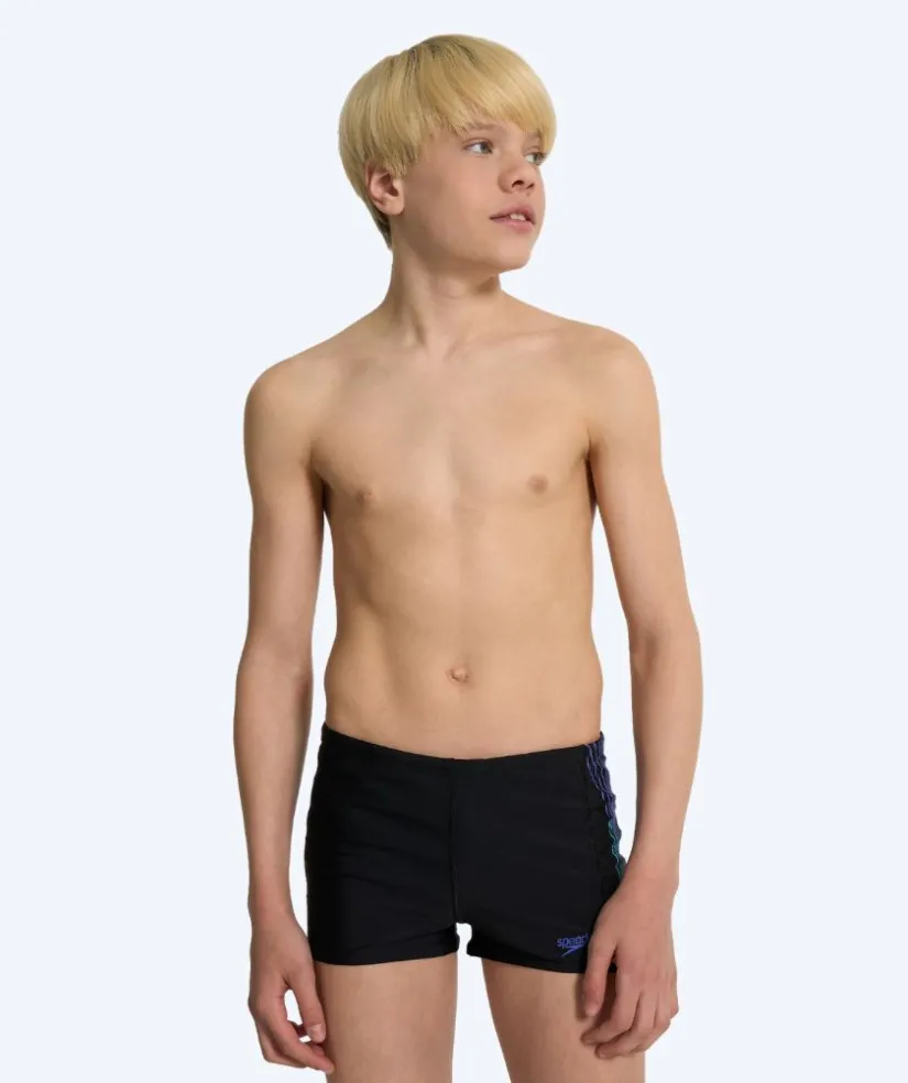 Clearance Speedo aquashorts til drenge - Plastisol Placement - Sort/blå