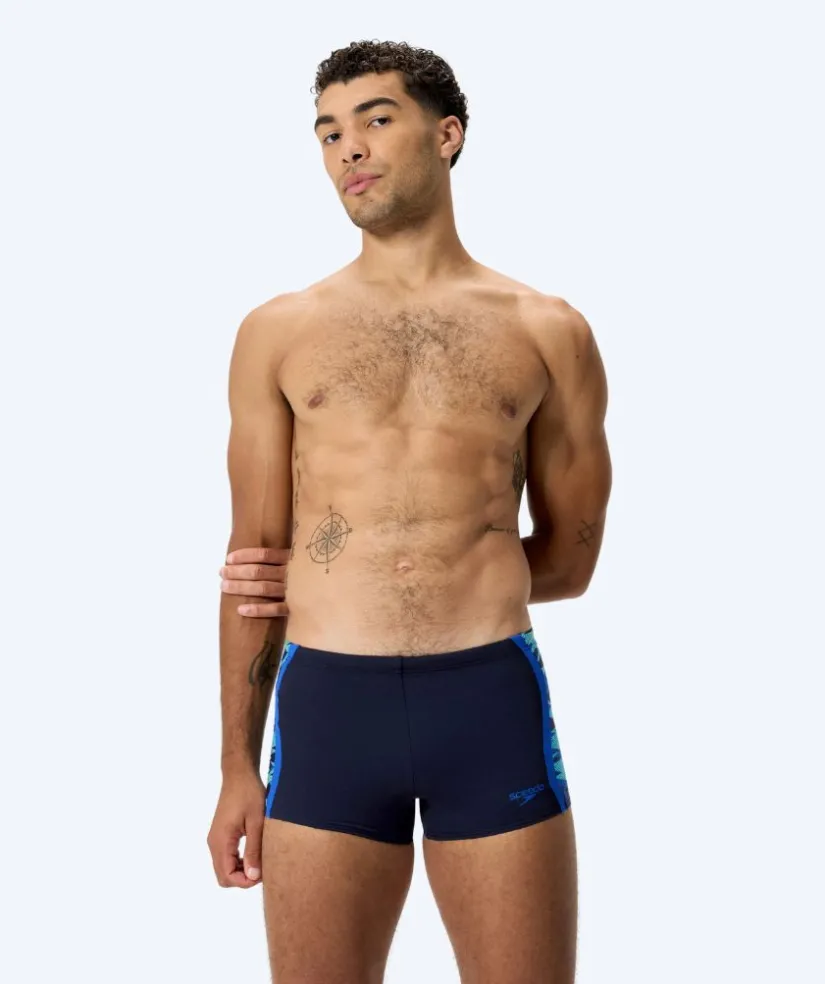 Online Speedo aquashorts til mænd - Hyperboom Splice - Mørkeblå/lyseblå