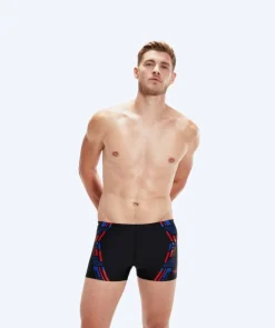 Online Speedo aquashorts til mænd - Tech Print - Sort/blå