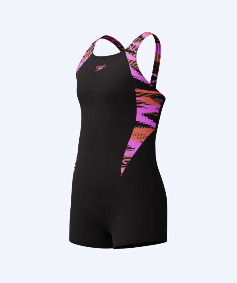 Outlet Speedo badedragt med ben til piger - Hyperboom Splice - Sort/pink