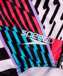 New Speedo badedragt til damer - Allover Digital Starback - Rød/blå