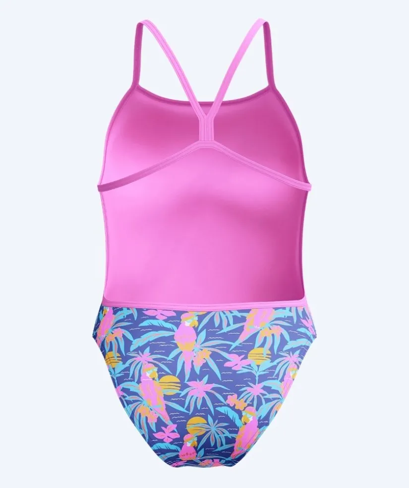 Hot Speedo badedragt til damer - Allover Digital V-Back - Blå/lyserød