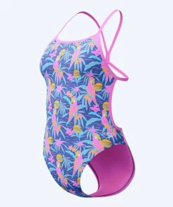 Hot Speedo badedragt til damer - Allover Digital V-Back - Blå/lyserød