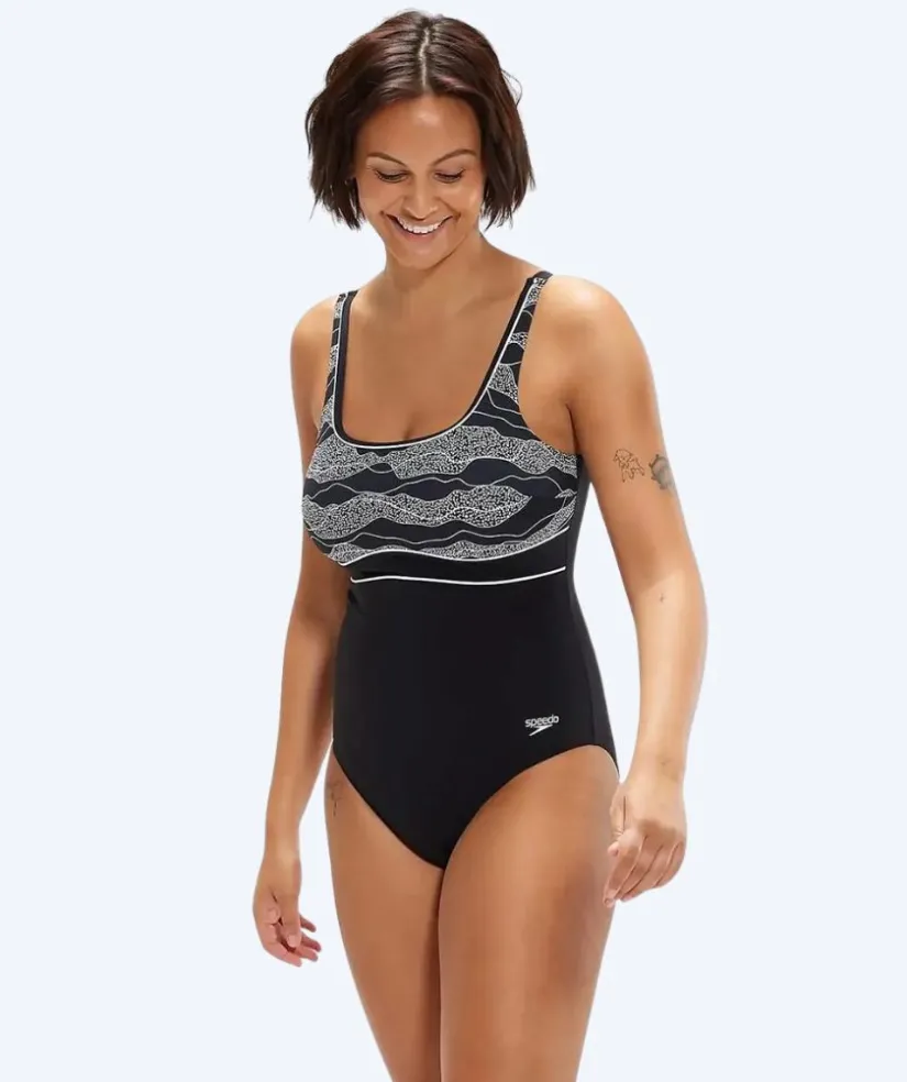 Speedo badedragt til damer - Contour Eclipse - Sort/hvid