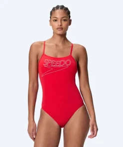 New Speedo badedragt til damer - Endurance Logo Thin Strap - Rød