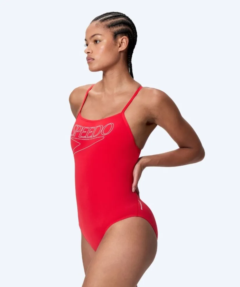 New Speedo badedragt til damer - Endurance Logo Thin Strap - Rød