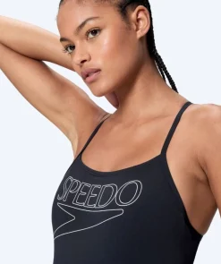 Outlet Speedo badedragt til damer - Endurance Logo Thin Strap - Sort