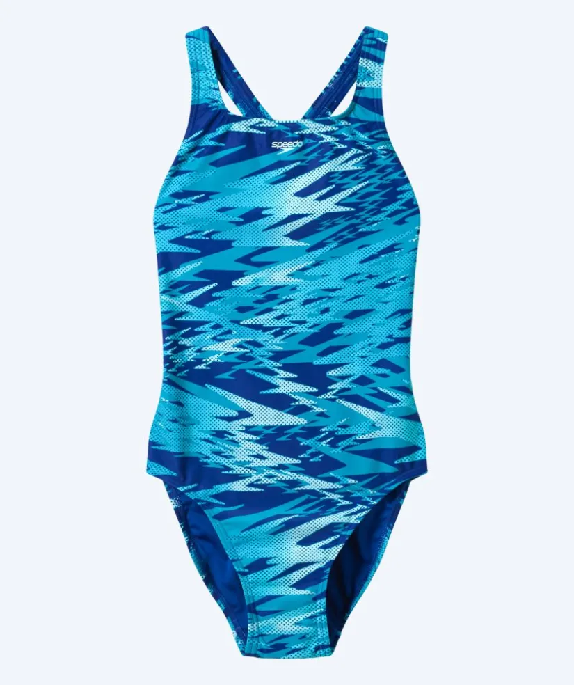 Hot Speedo badedragt til damer - Hyperboom Print Medalist - Lyseblå/mørkeblå