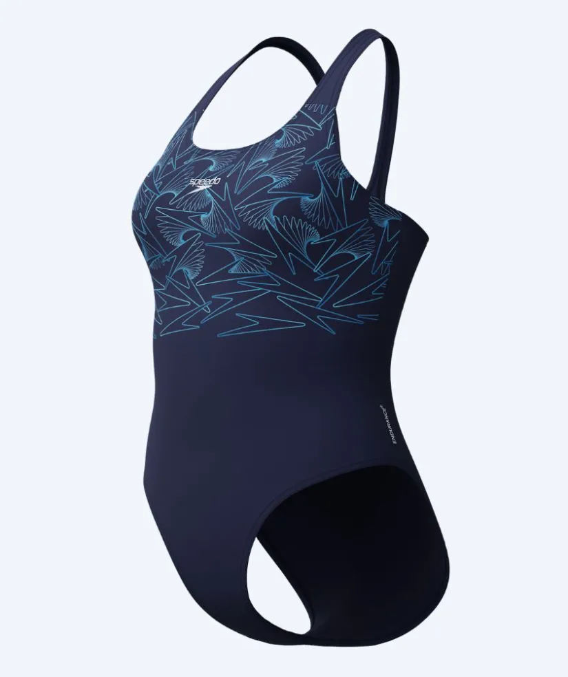 Online Speedo badedragt til damer - Hyperboom Placement Muscleback - Mørkeblå/lyseblå