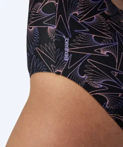 Sale Speedo badedragt til damer - Hyperboom Allover Medalist - Sort/lilla