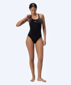 Online Speedo badedragt til damer - Hyperboom Splice Muscleback - Sort/lilla