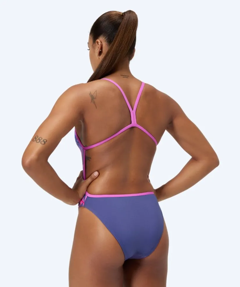 Outlet Speedo badedragt til damer - Placement Digital V-Back - Lilla/rød
