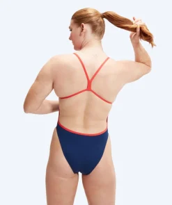 New Speedo badedragt til damer - Placement Digital V-Back - Mørkeblå/rød