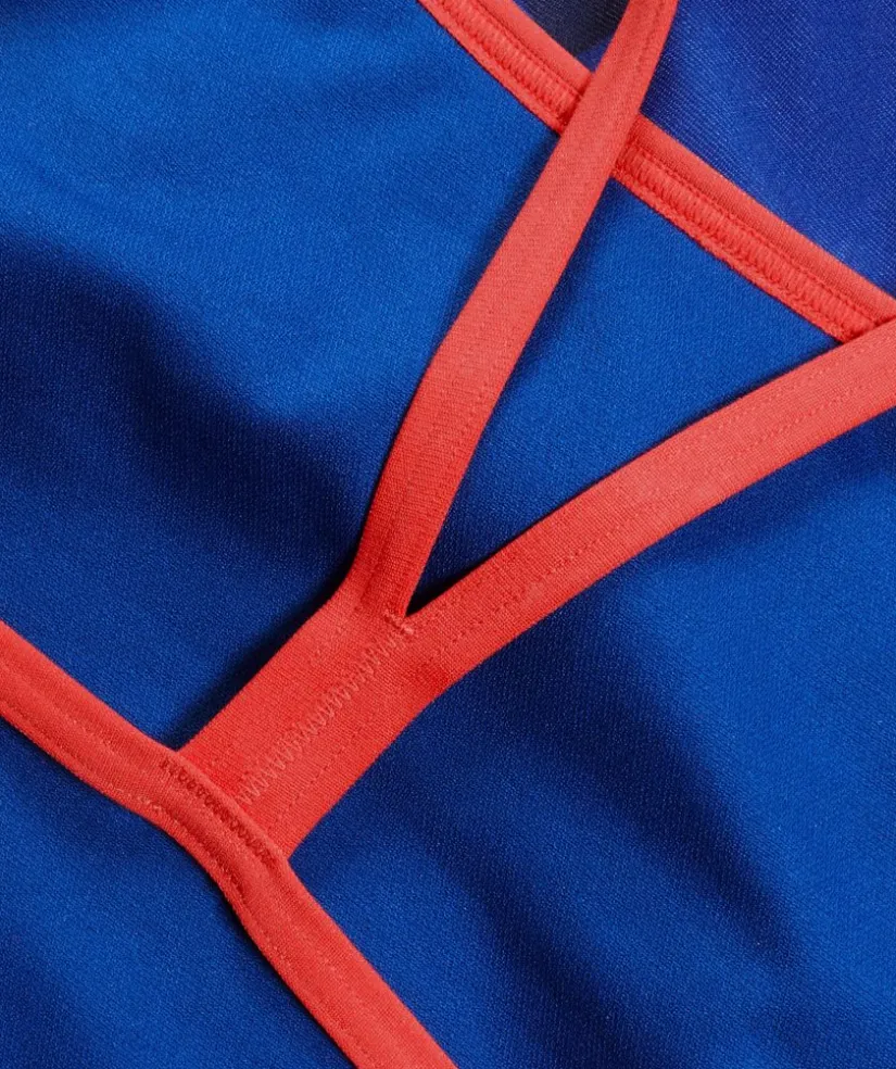 New Speedo badedragt til damer - Placement Digital V-Back - Mørkeblå/rød