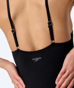 Online Speedo badedragt til damer - Solid V-Neck - Sort