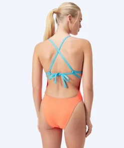 Discount Speedo badedragt til damer - Solid Tie Back - Orange/blå