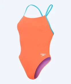 Discount Speedo badedragt til damer - Solid Tie Back - Orange/blå