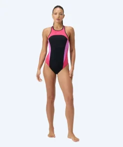 Online Speedo badedragt til damer - Splice Cross Back - Sort/lyserød