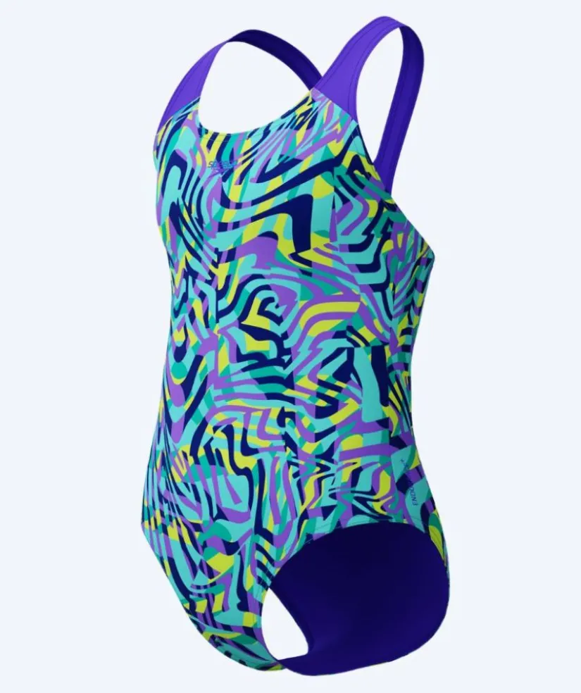 Sale Speedo badedragt til piger - Allover Digital Splashback - Lilla/turkis