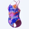 Clearance Speedo badedragt til piger - Allover Digital V-Back - Lilla/lyserød