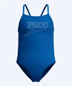 Online Speedo badedragt til piger - Endurance Logo Thinstrap - Lyseblå