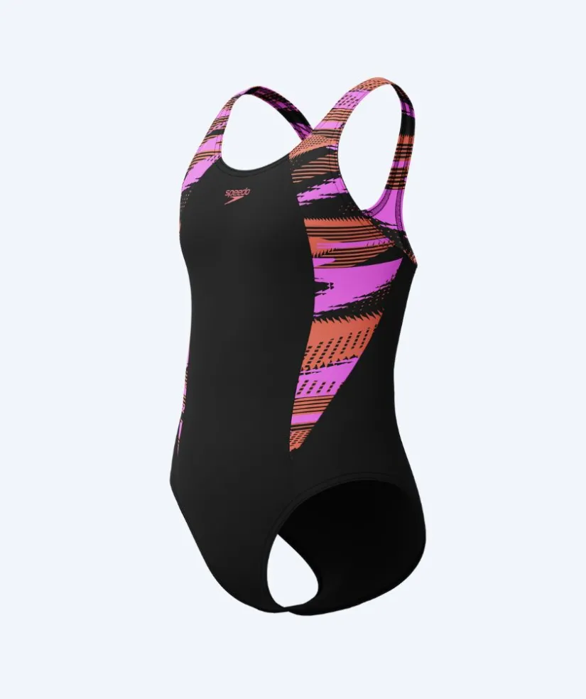 Outlet Speedo badedragt til piger - Hyperboom Splice Muscleback - Sort/pink
