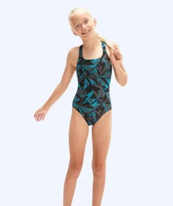 Sale Speedo badedragt til piger - Hyperboom Allover Medalist - Grå/blå
