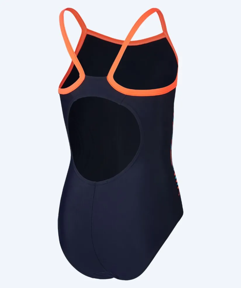 Best Speedo badedragt til piger - Plastisol Placement Muscleback - Mørkeblå/orange