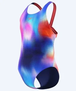 Sale Speedo badedragt til piger - Print Leaderback - Multi/lilla