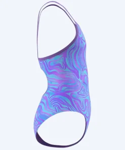 Clearance Speedo badedragt til piger - Print Thinstrap - Lilla/lyseblå