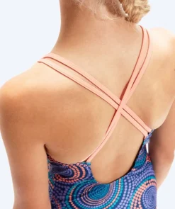 Discount Speedo badedragt til piger - Printed Twinstrap - Mørkeblå/orange