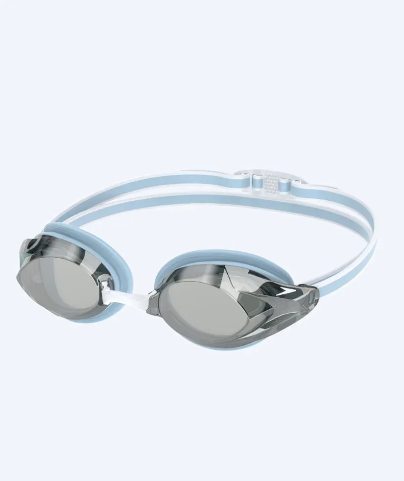 Best Speedo Elite svømmebriller til damer - Vanquisher 3.0 Mirrored - Lyseblå/sølv